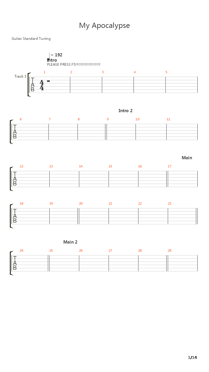My Apocalypse吉他谱