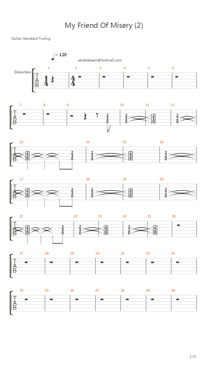 My Friend Of Misery吉他谱