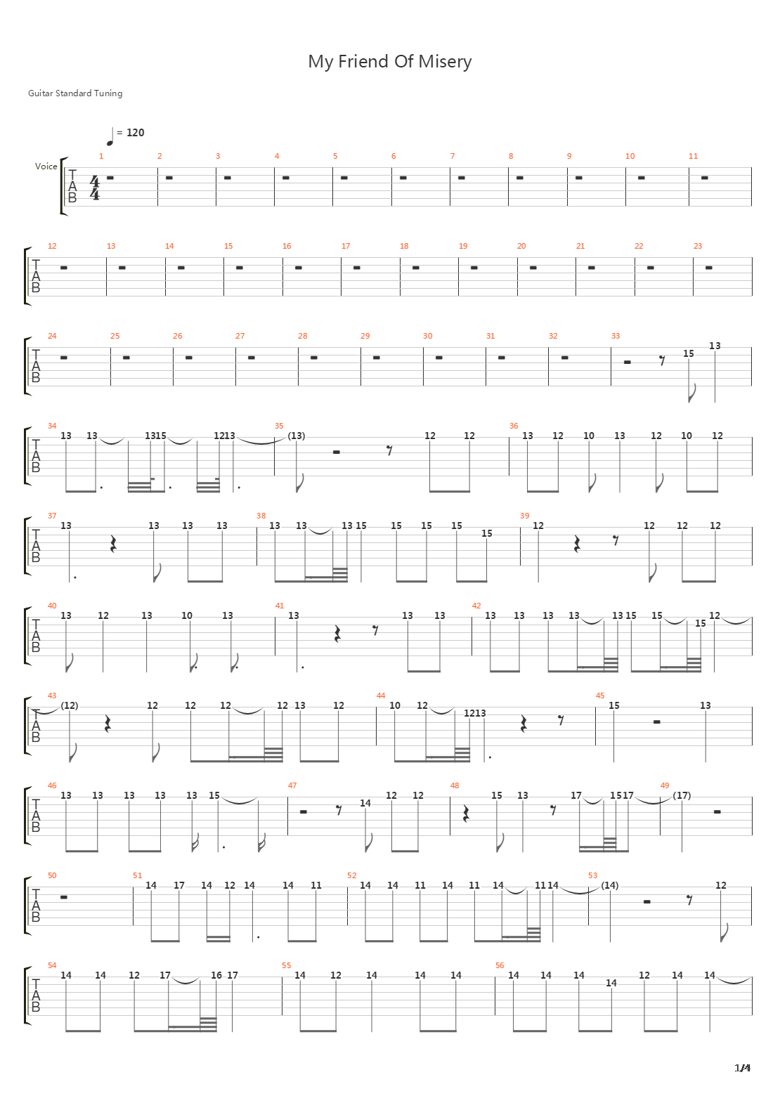 My Friend Of Misery吉他谱