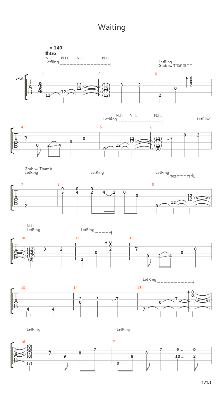 Waiting吉他谱