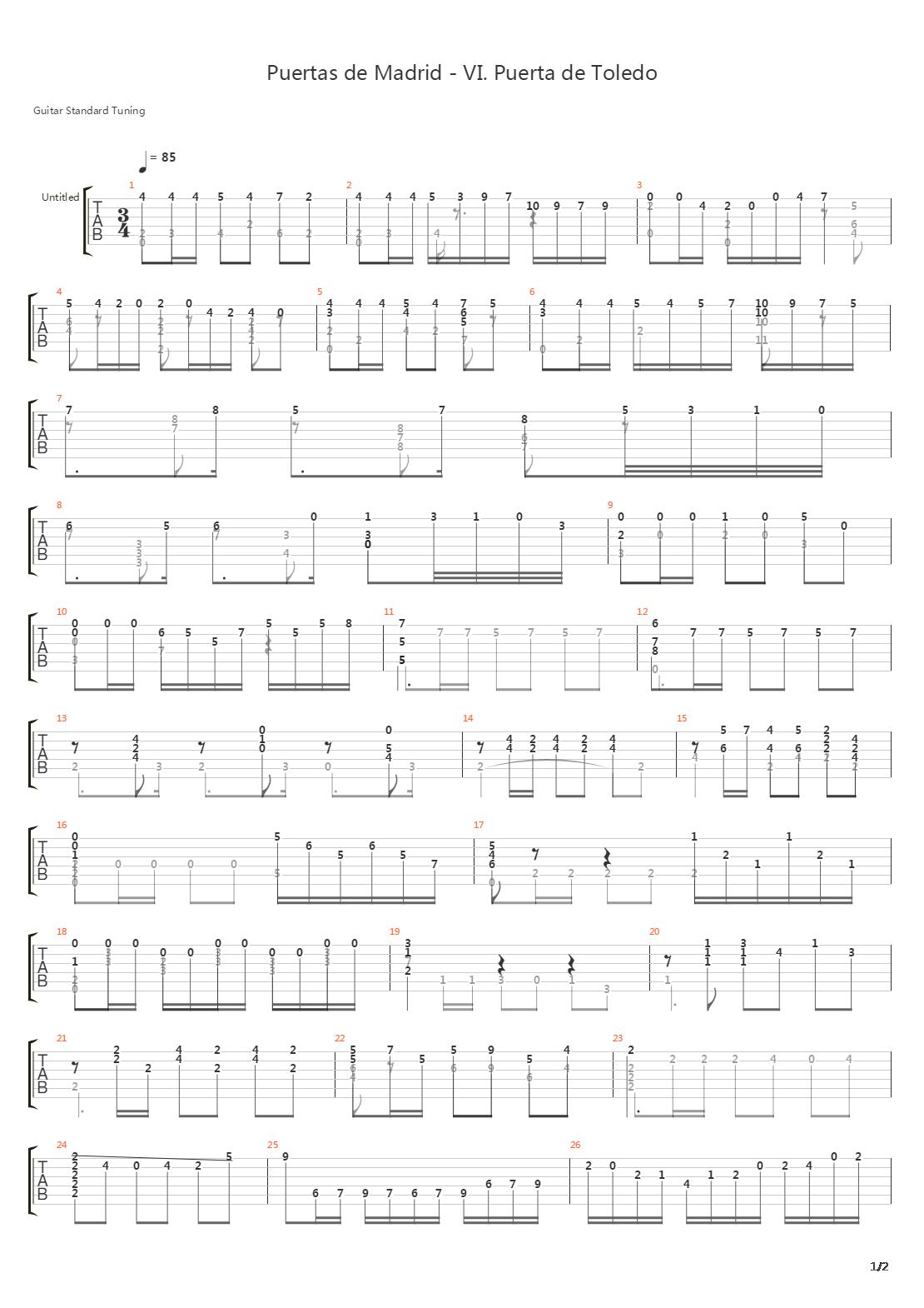Puertas De Madrid VI Puerta De Toledo吉他谱
