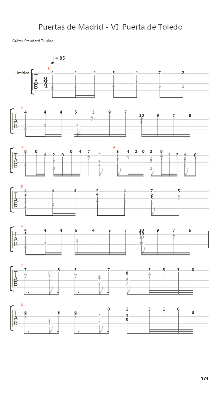 Puertas De Madrid VI Puerta De Toledo吉他谱