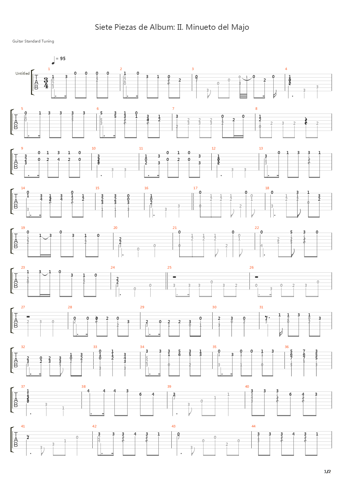 Siete Piezas De Album II Minueto Del Majo吉他谱