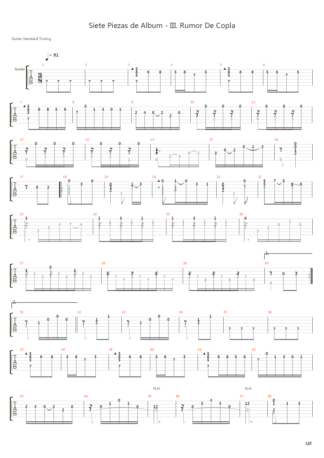 Siete Piezas De Album III Rumor De Copla吉他谱