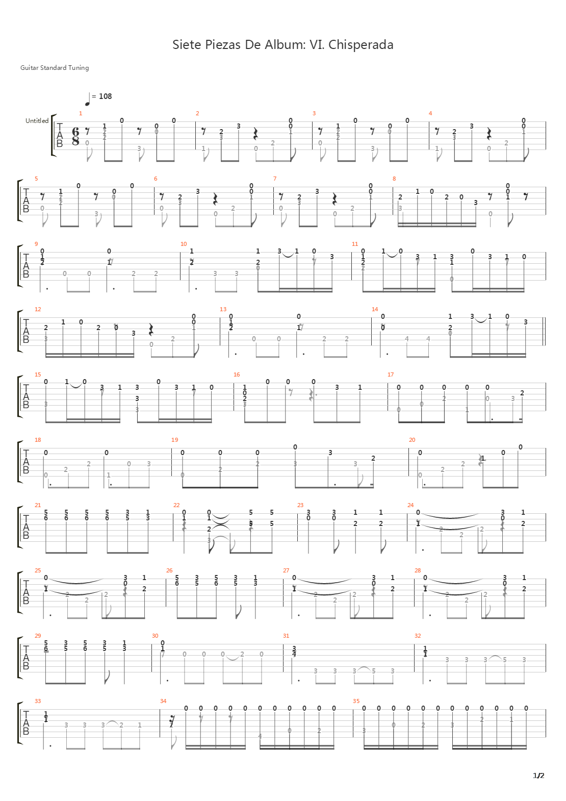 Siete Piezas De Album VI Chisperada吉他谱