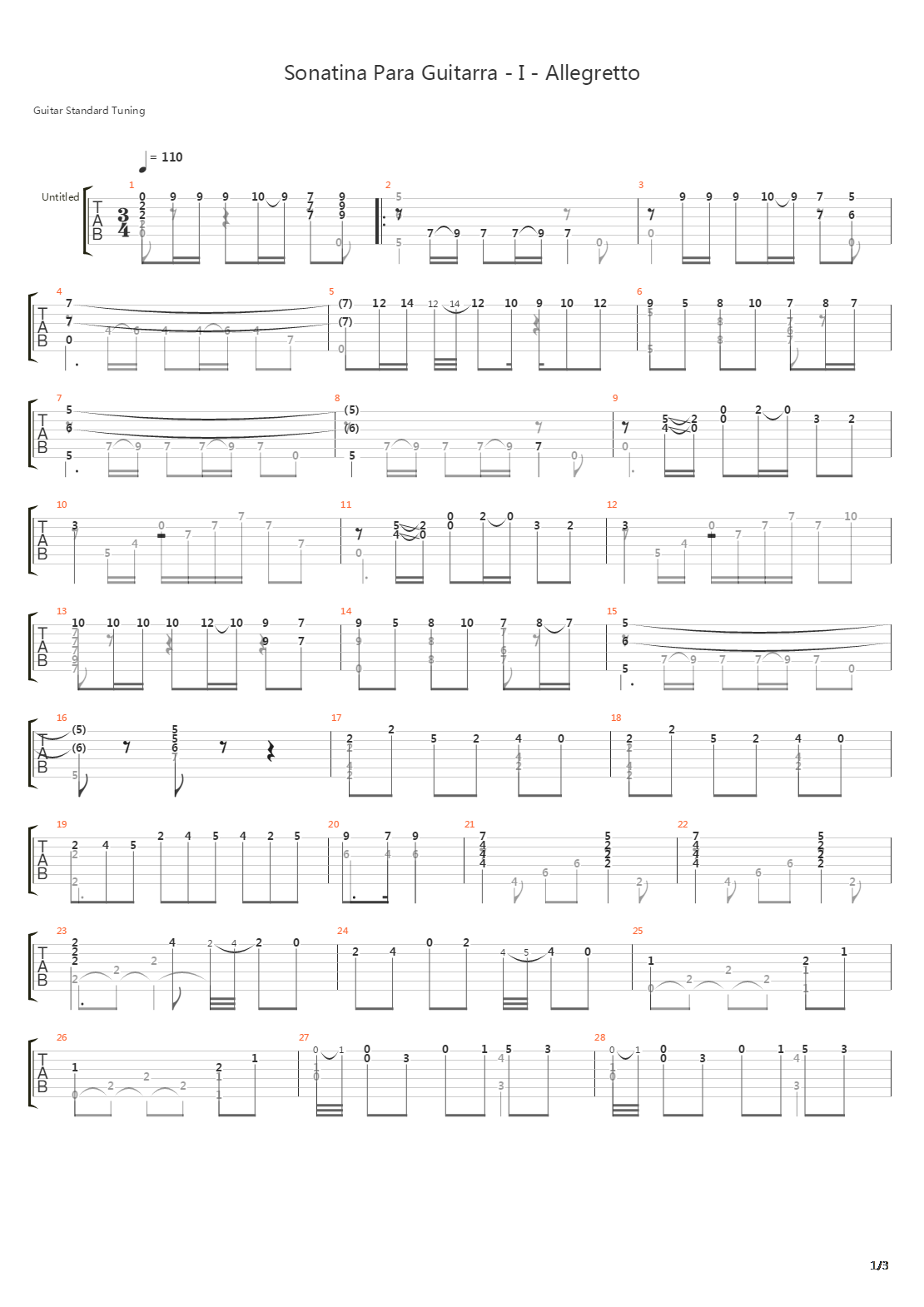 Sonatina Para Guitarra I Allegretto吉他谱