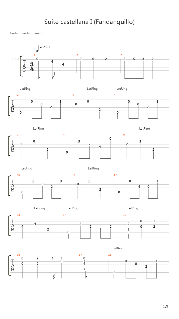 Suite Castellana 1 Fandanguillo吉他谱