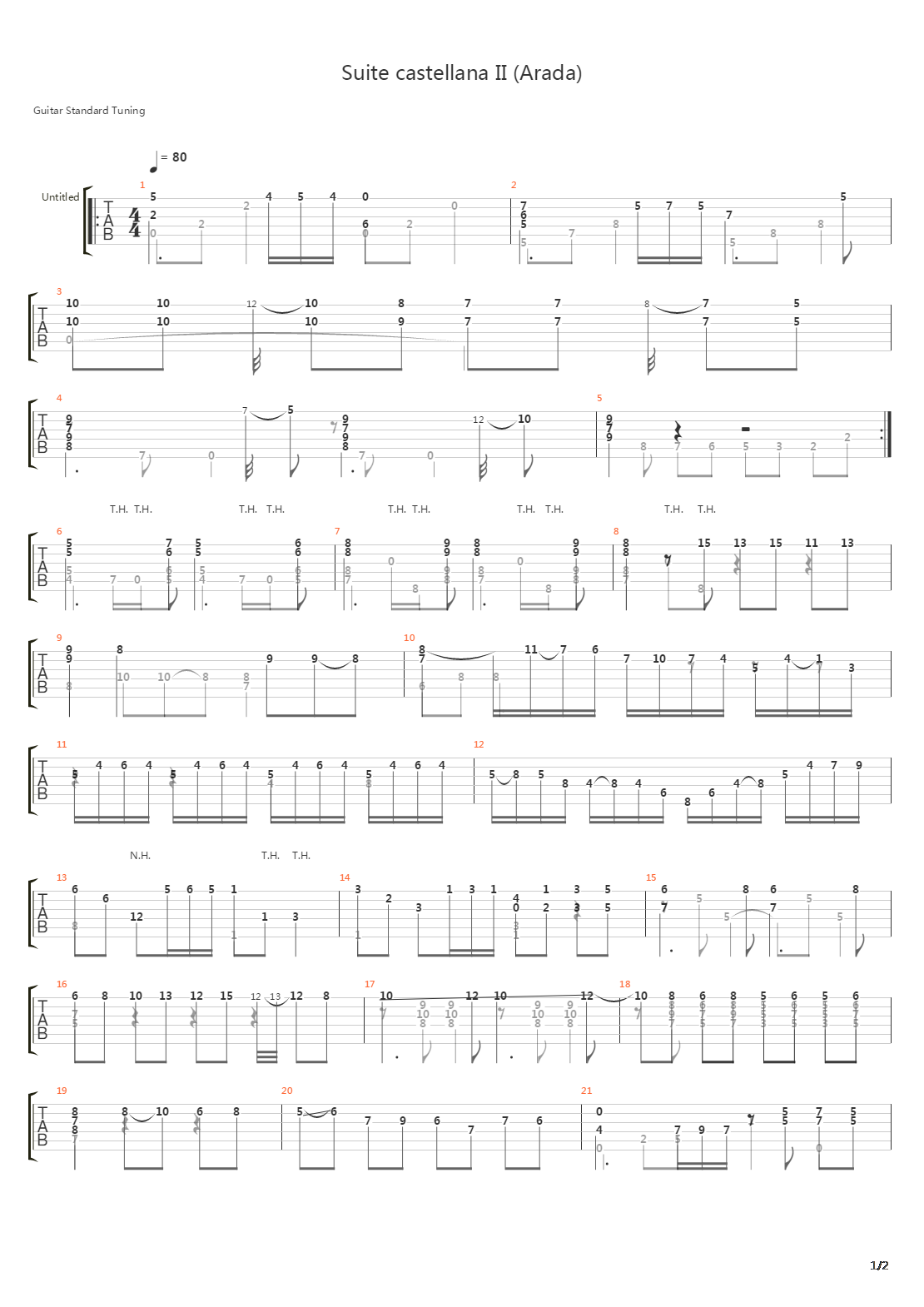 Suite Castellana II Arada吉他谱