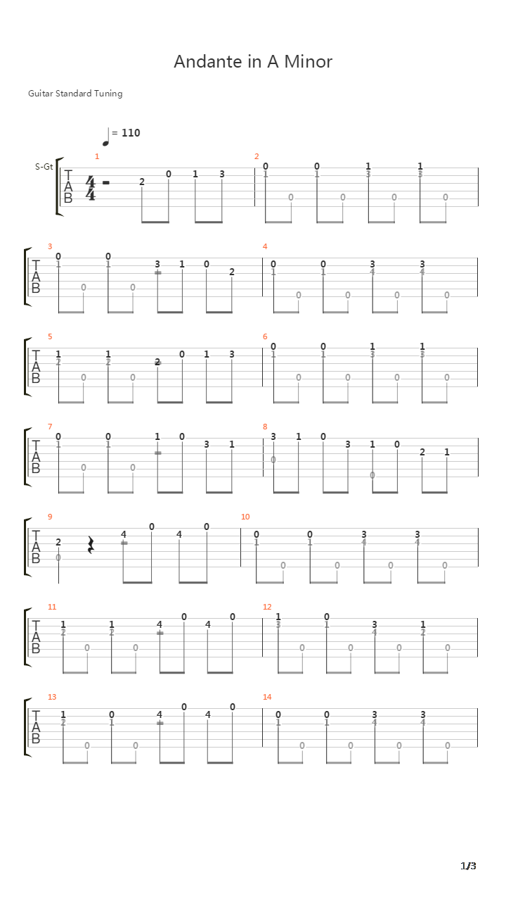 Andante in A Minor吉他谱