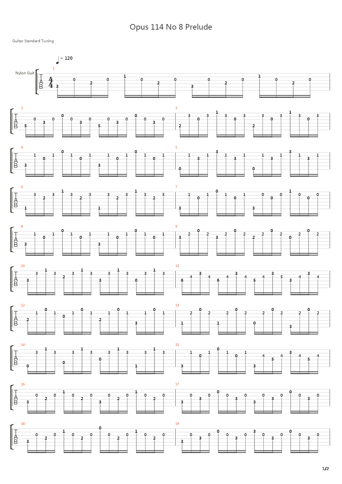 Opus 114 No 8 Prelude吉他谱