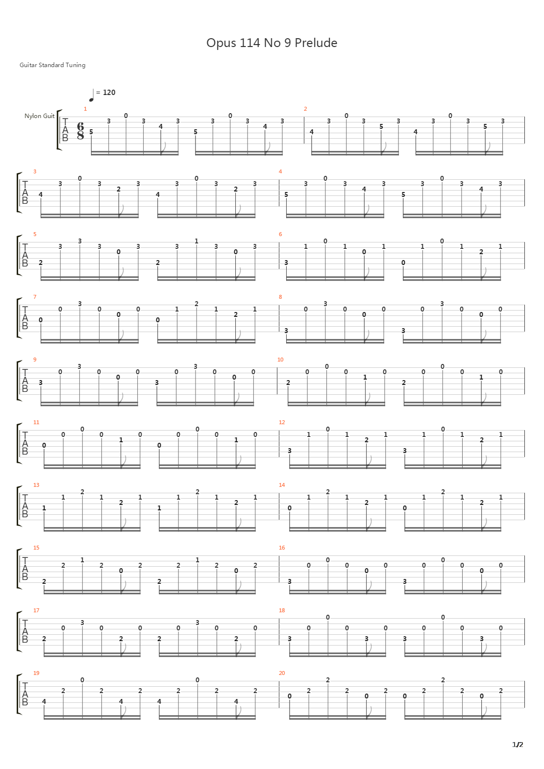 Opus 114 No 9 Prelude吉他谱