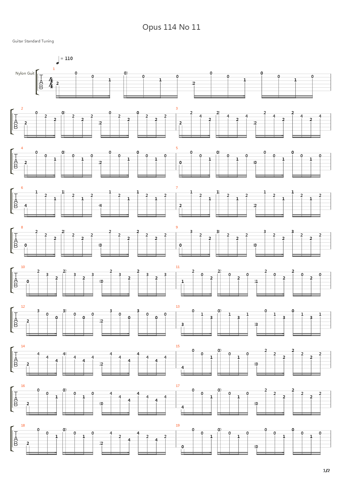 Opus 114 No 11吉他谱