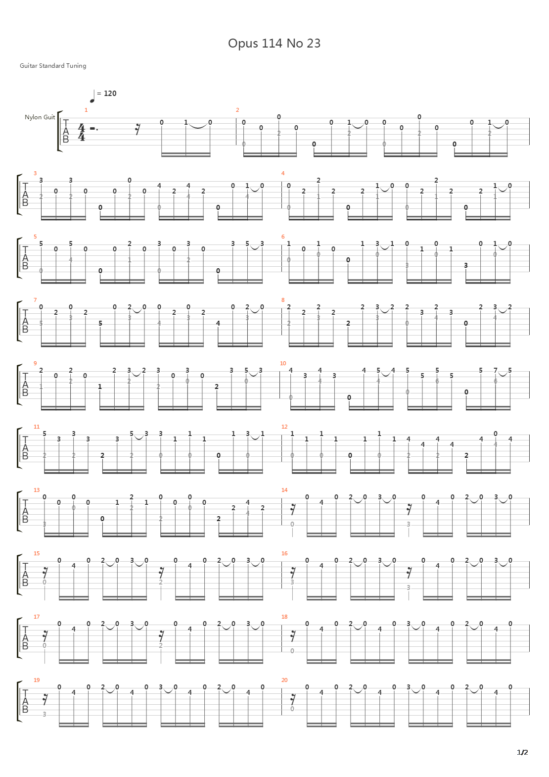 Opus 114 No 23吉他谱