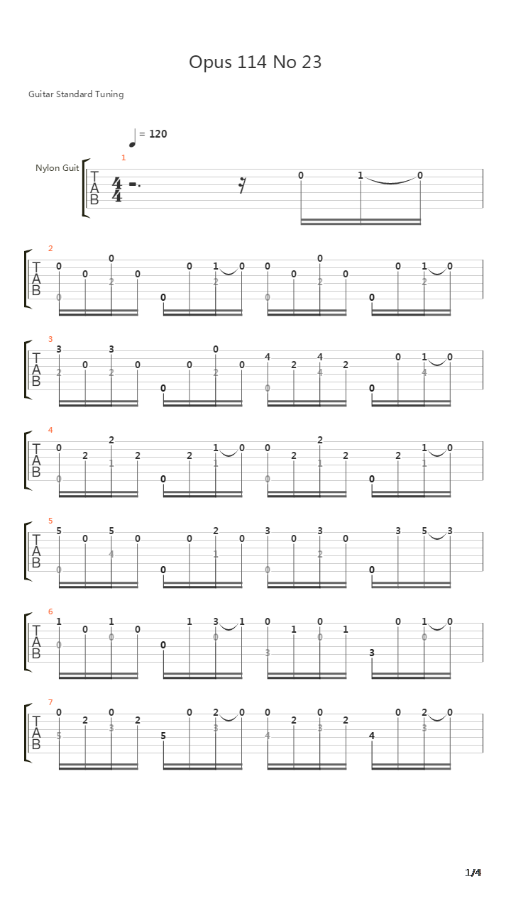 Opus 114 No 23吉他谱