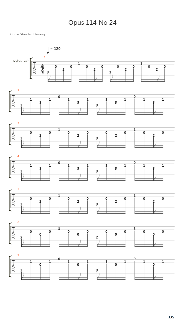 Opus 114 No 24吉他谱