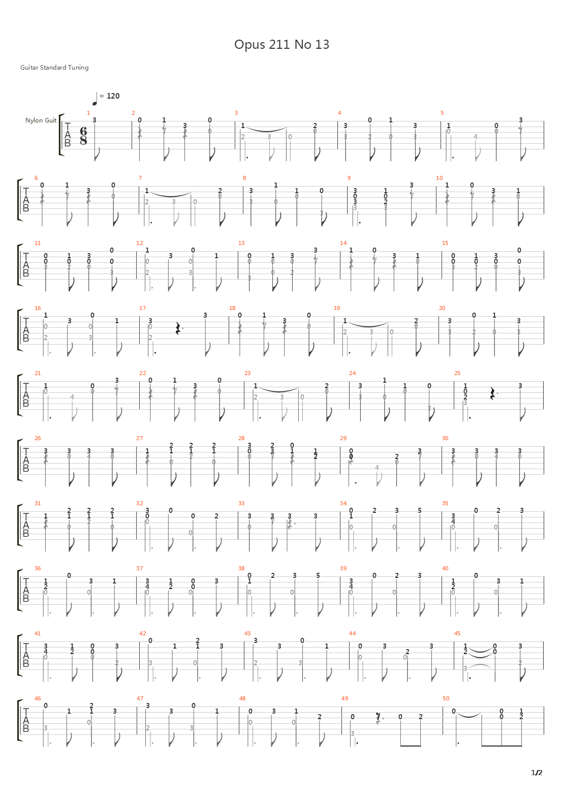 Opus 211 No 13吉他谱