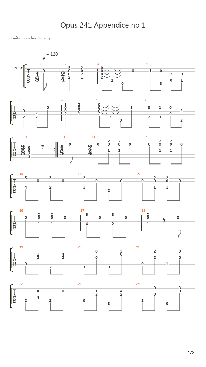 Opus 241 Appendice No 1吉他谱