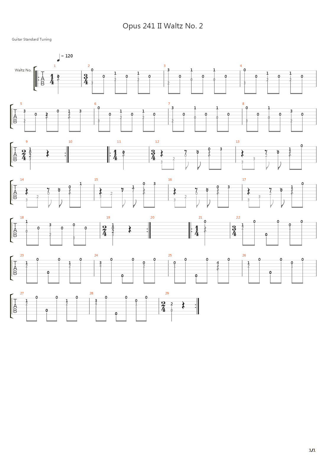 Opus 241 II Waltz No 2吉他谱