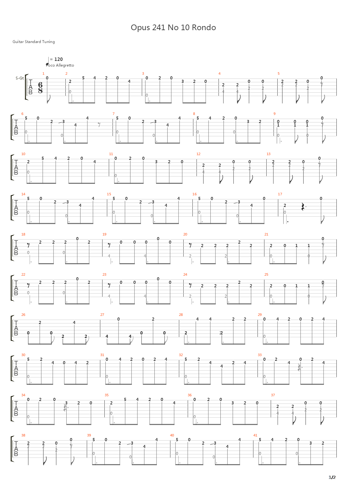 Opus 241 No 10 Rondo吉他谱