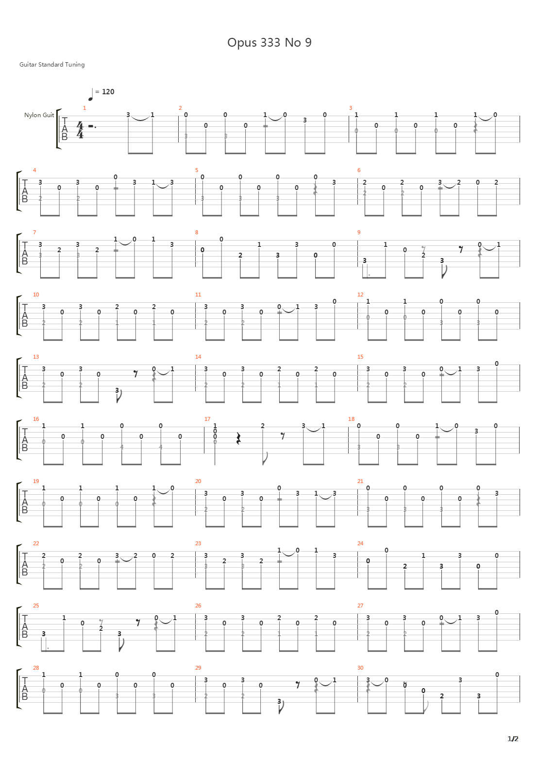 Opus 333 No 9吉他谱