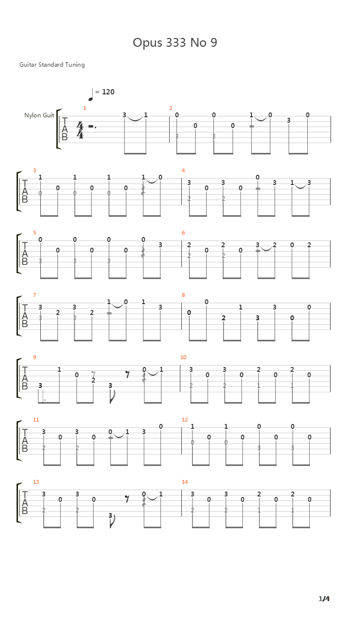 Opus 333 No 9吉他谱