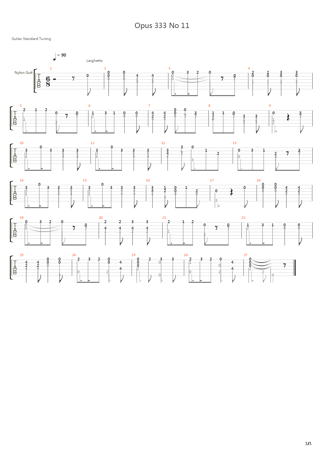 Opus 333 No 11吉他谱