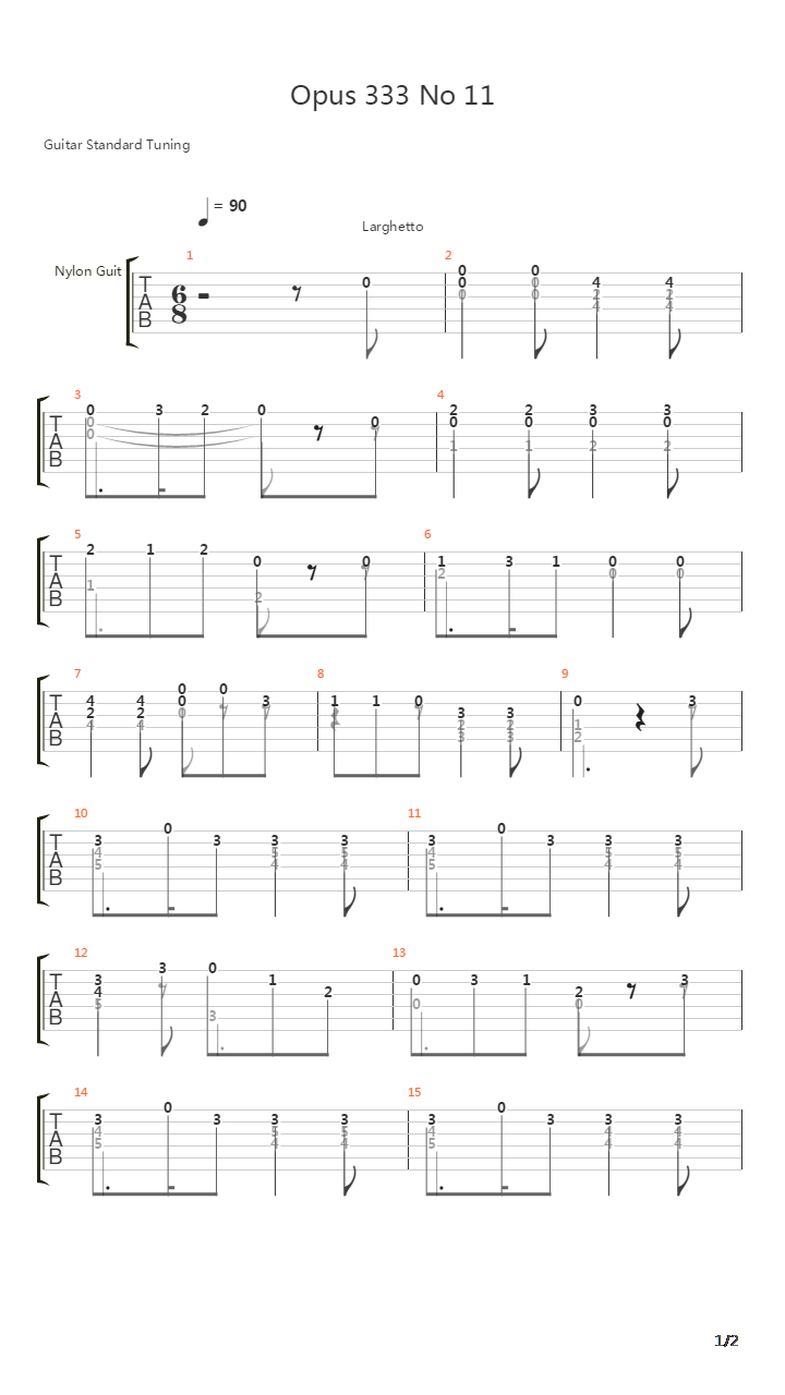 Opus 333 No 11吉他谱