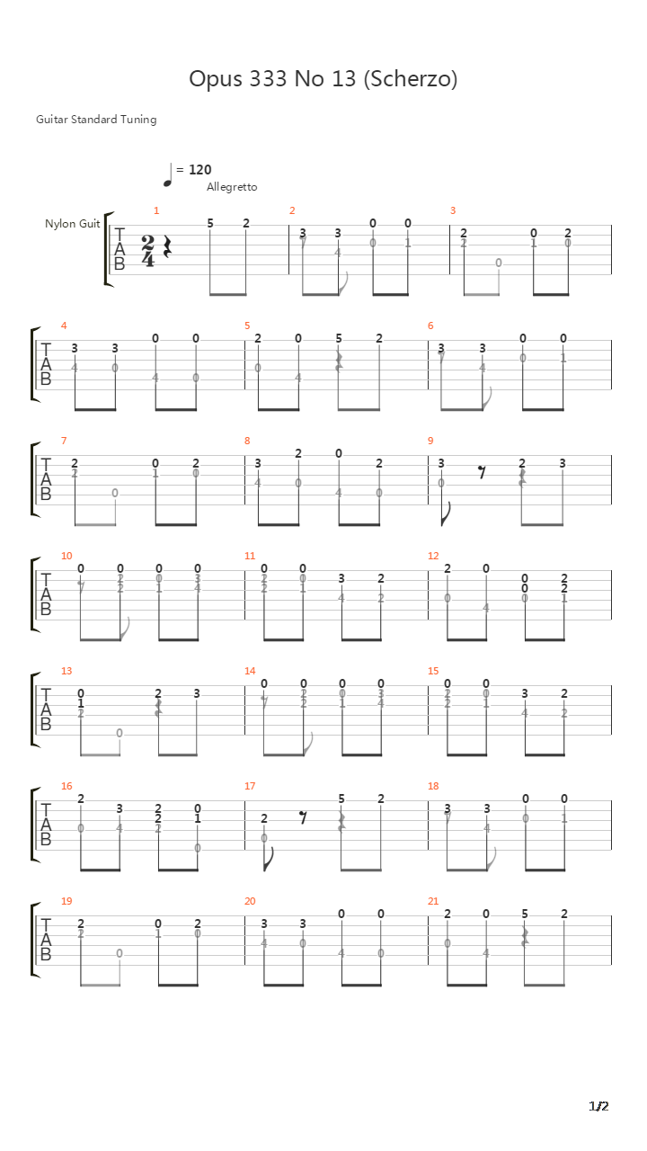 Opus 333 No 13吉他谱