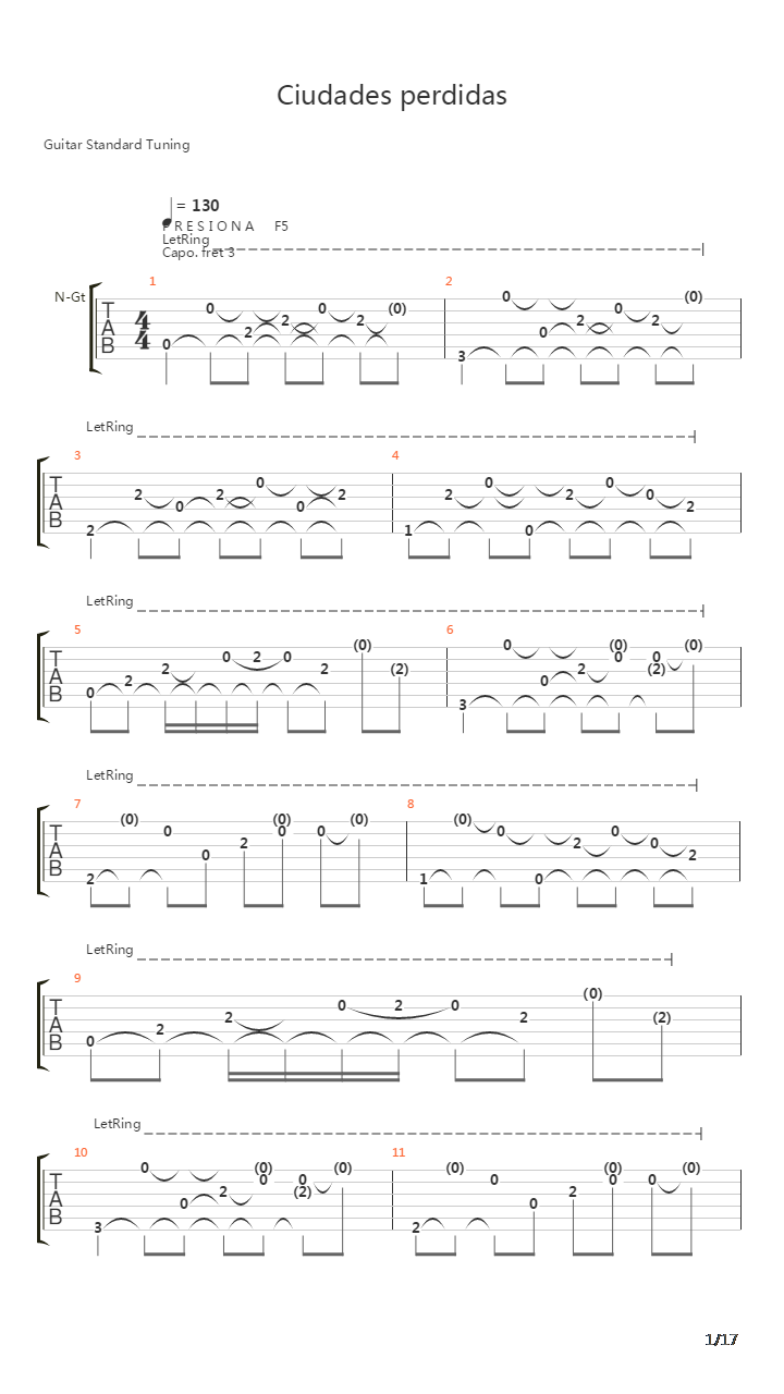 Ciudades Perdidas吉他谱