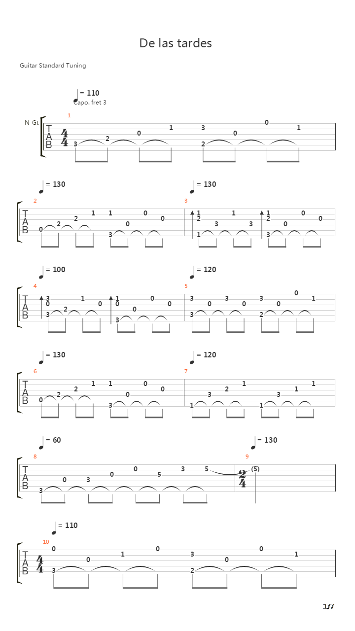 De Las Tardes吉他谱