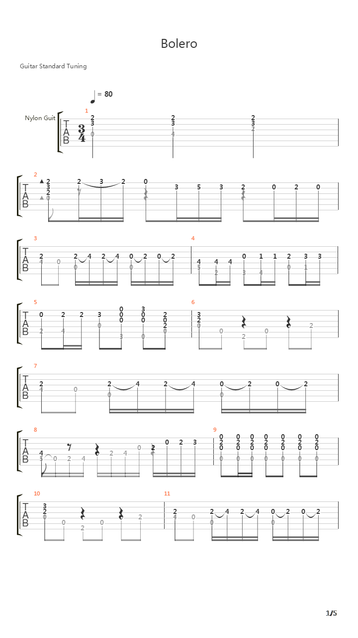 Bolero (Old Spanish Folk Dance)吉他谱
