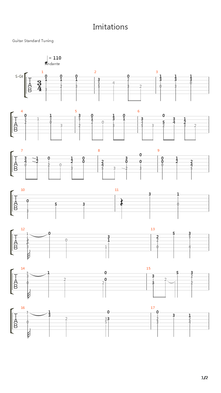 Imitations吉他谱