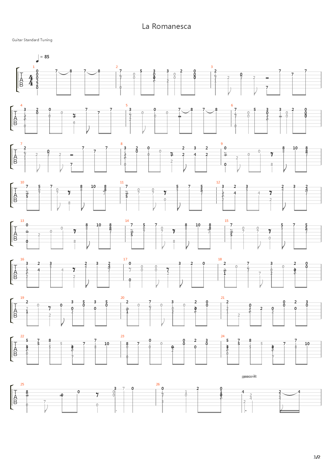 La Romanesca吉他谱