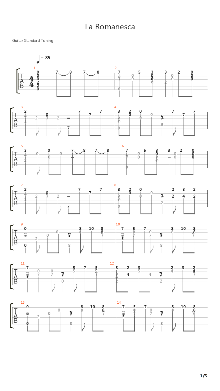 La Romanesca吉他谱