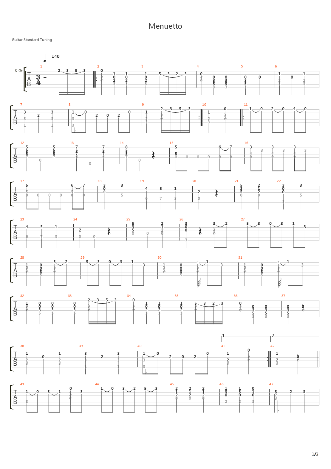 Menuetto吉他谱