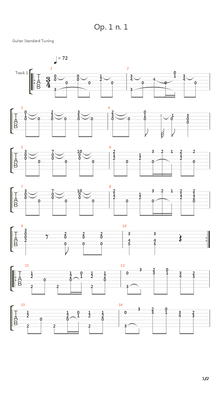 Op 1 N 1 Andante In G 6 Divertimenti吉他谱