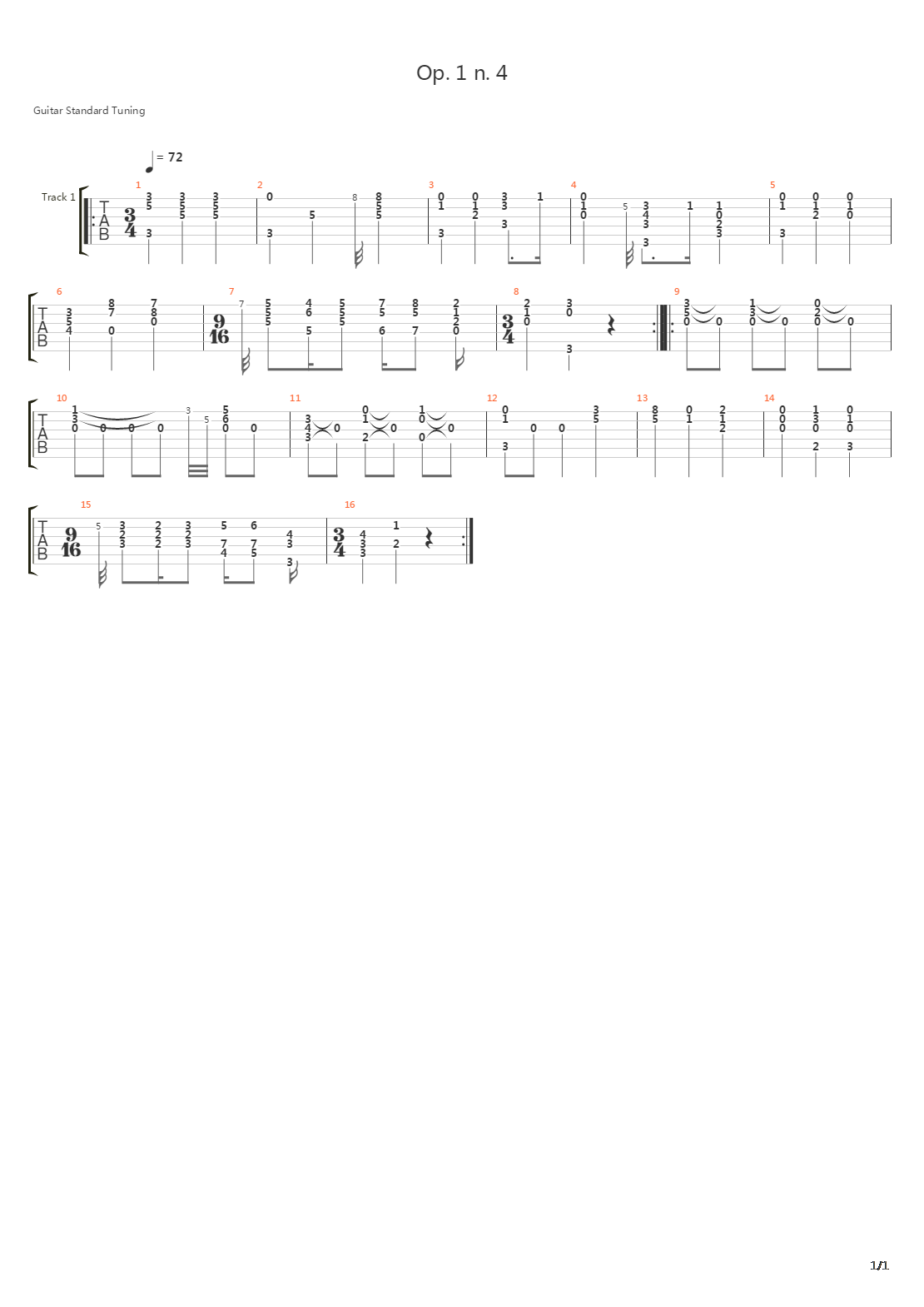 Opus 1 N 4 Andante In C 6 Divertimenti吉他谱