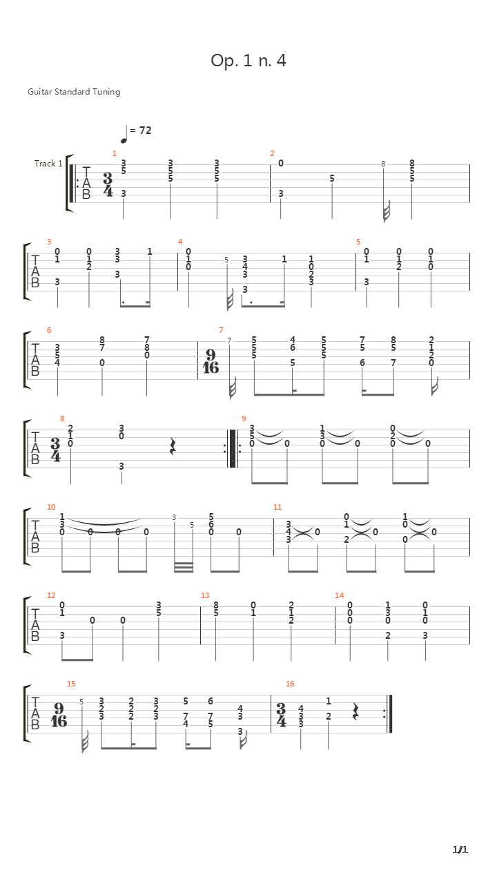 Opus 1 N 4 Andante In C 6 Divertimenti吉他谱