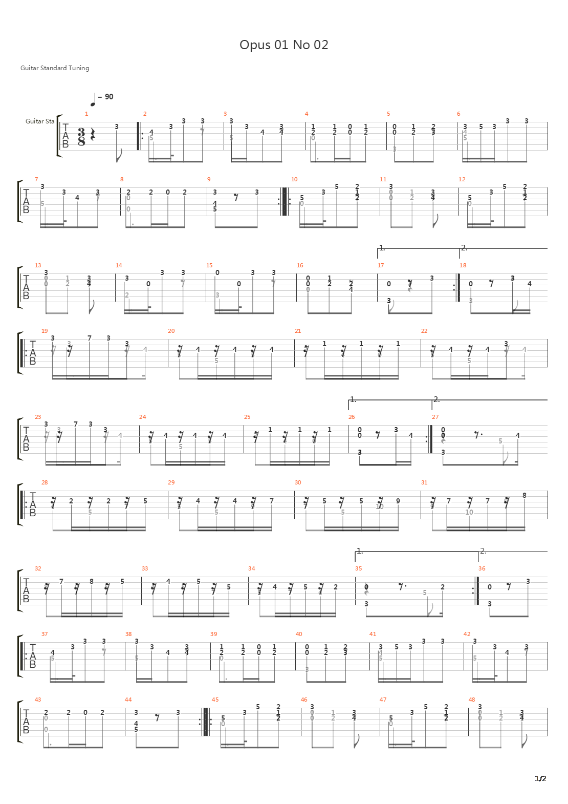 Opus 1 No 2吉他谱