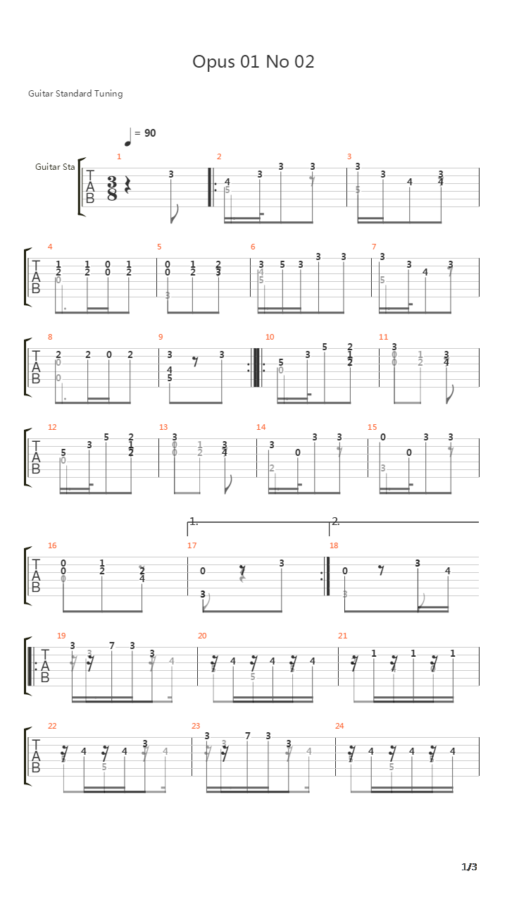 Opus 1 No 2吉他谱