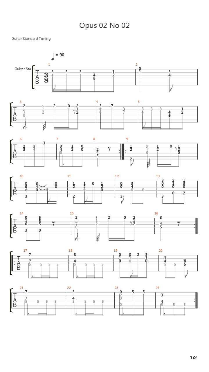 Opus 2 No 2吉他谱