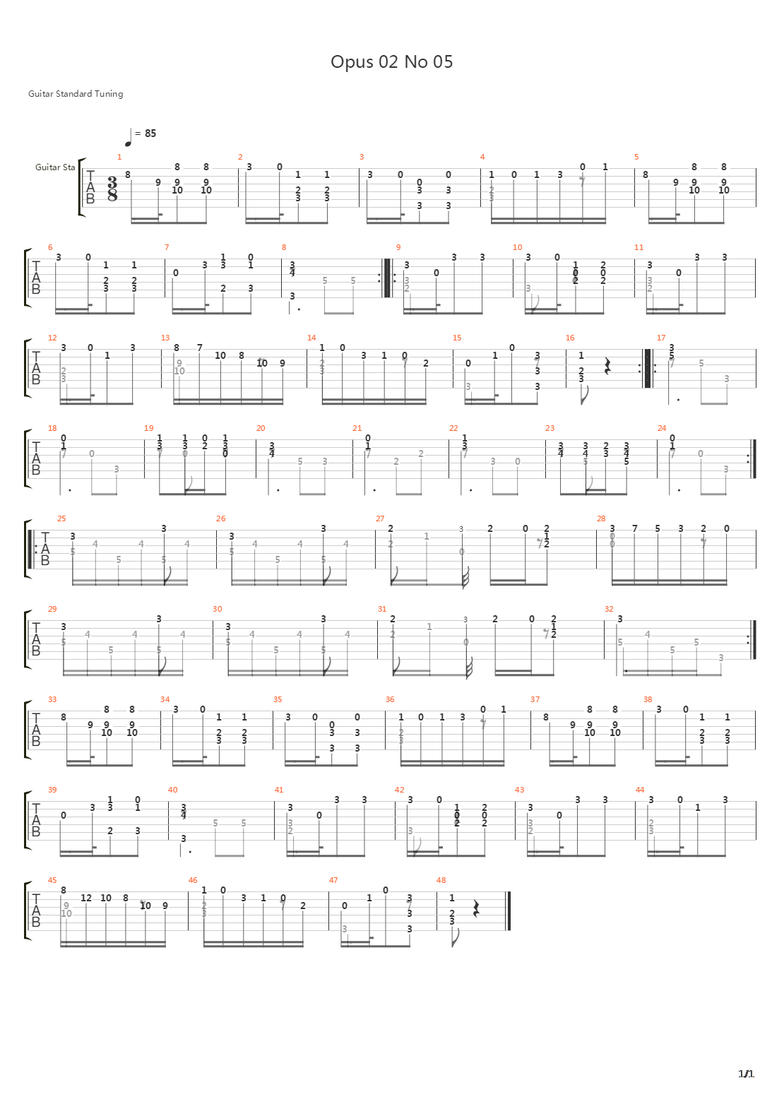 Opus 2 No 5吉他谱