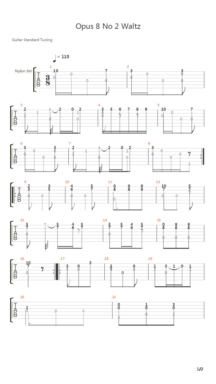 Opus 8 No 2 Waltz吉他谱