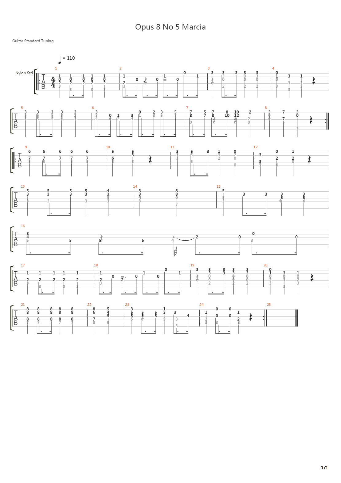 Opus 8 No 5 Marcia吉他谱