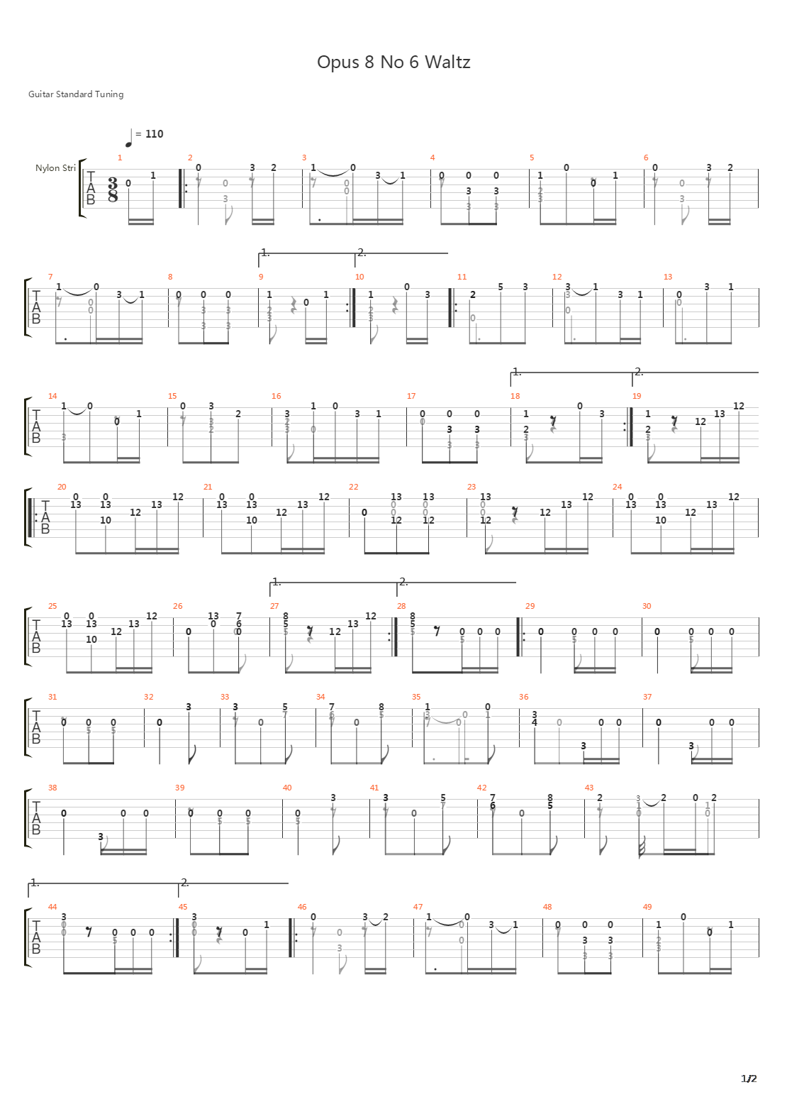 Opus 8 No 6 Waltz吉他谱