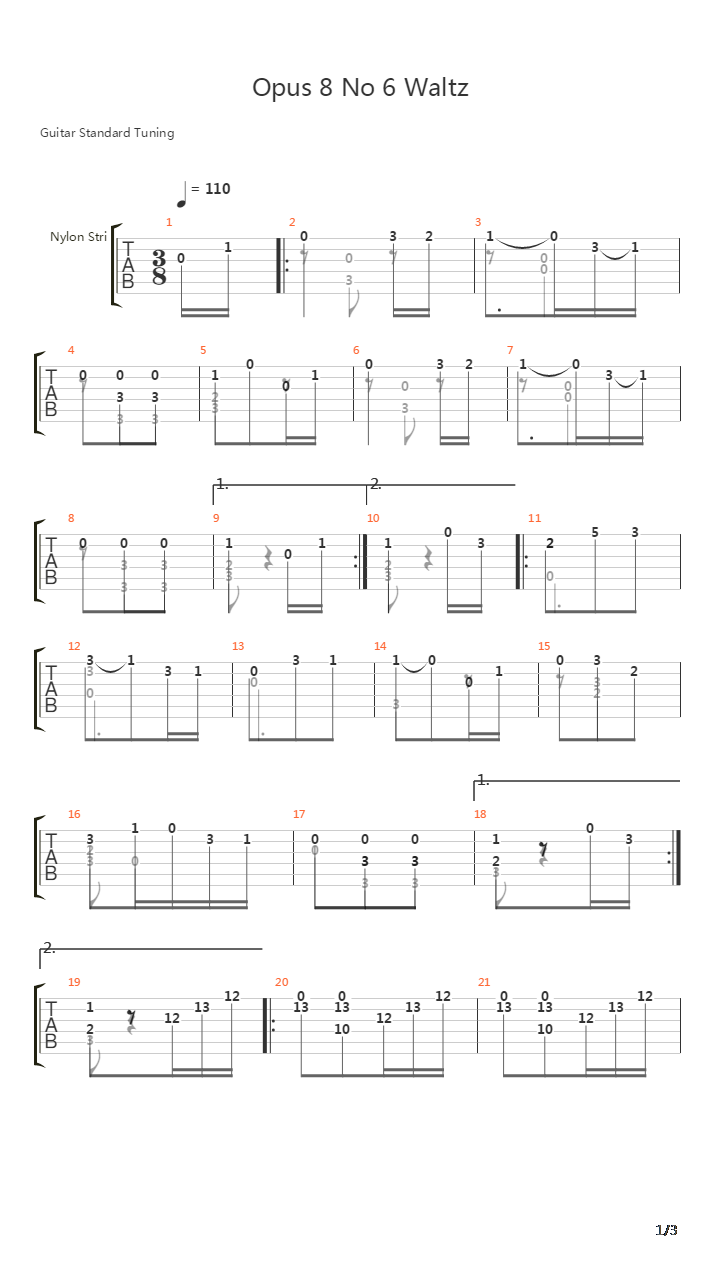 Opus 8 No 6 Waltz吉他谱