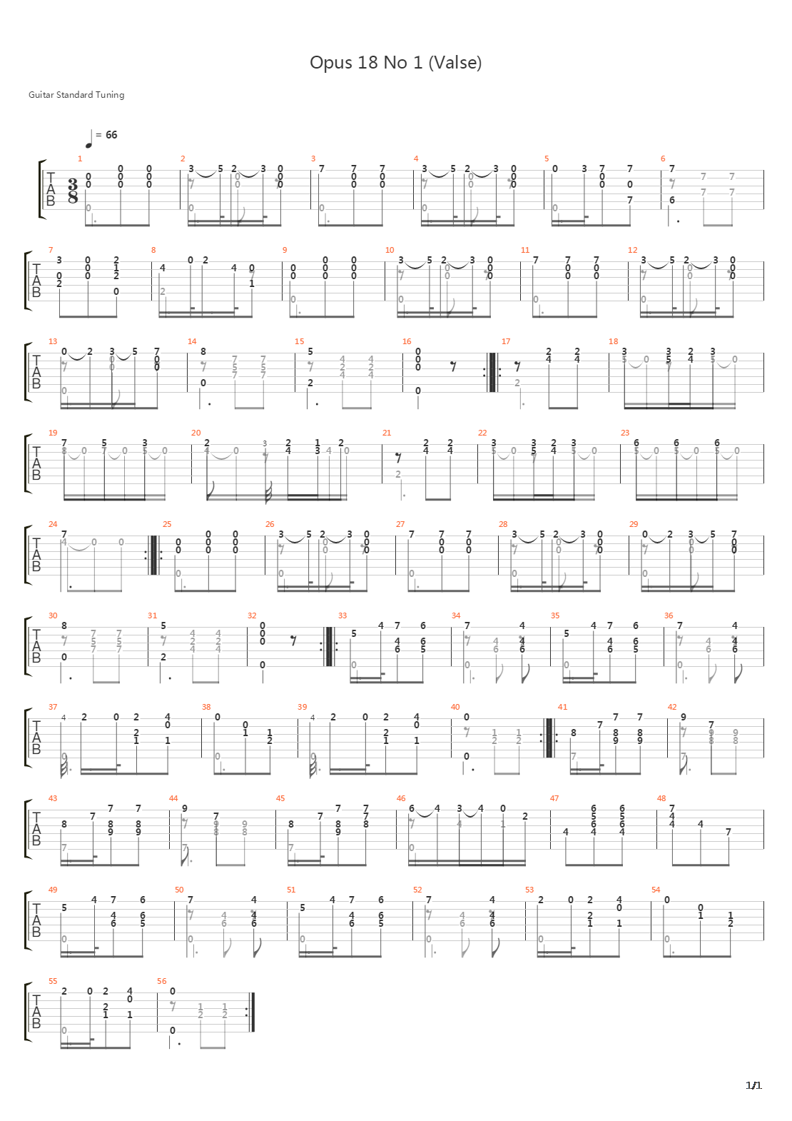 Opus 18 No 1吉他谱