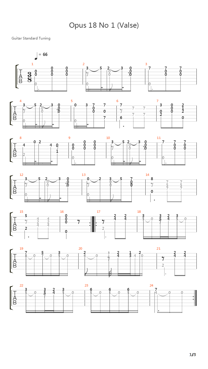 Opus 18 No 1吉他谱