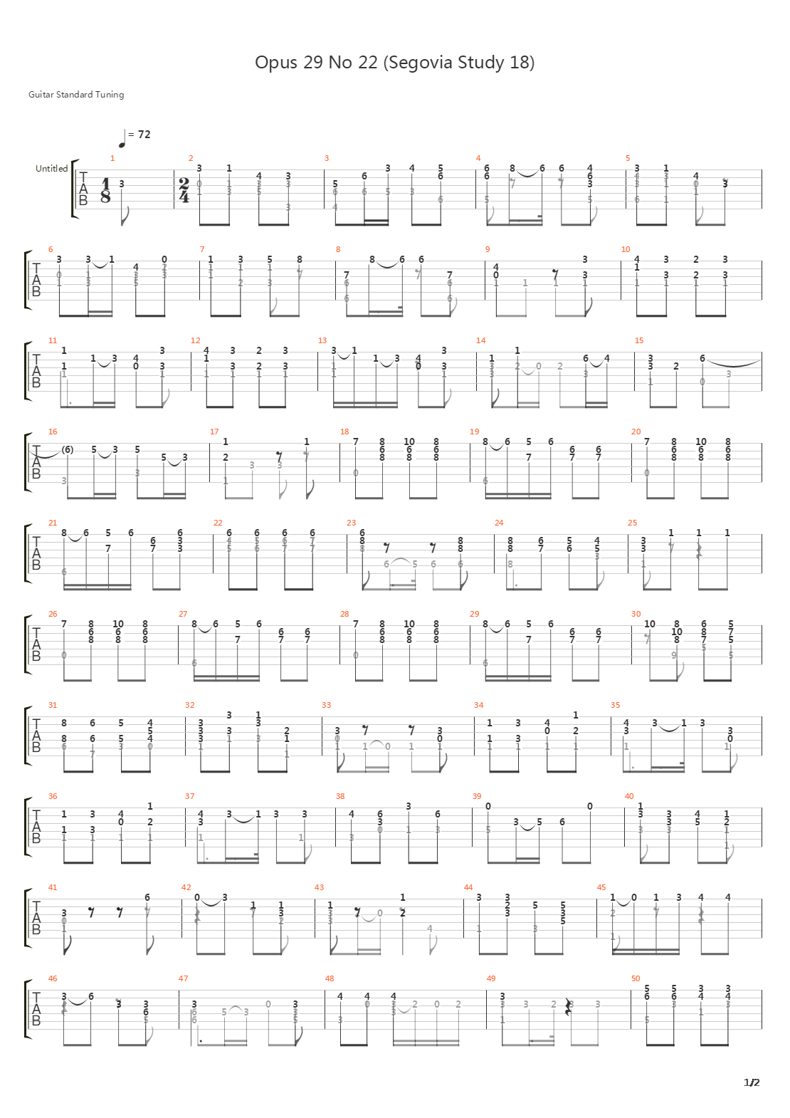 Opus 29 No 22 (Segovia Study 18)吉他谱