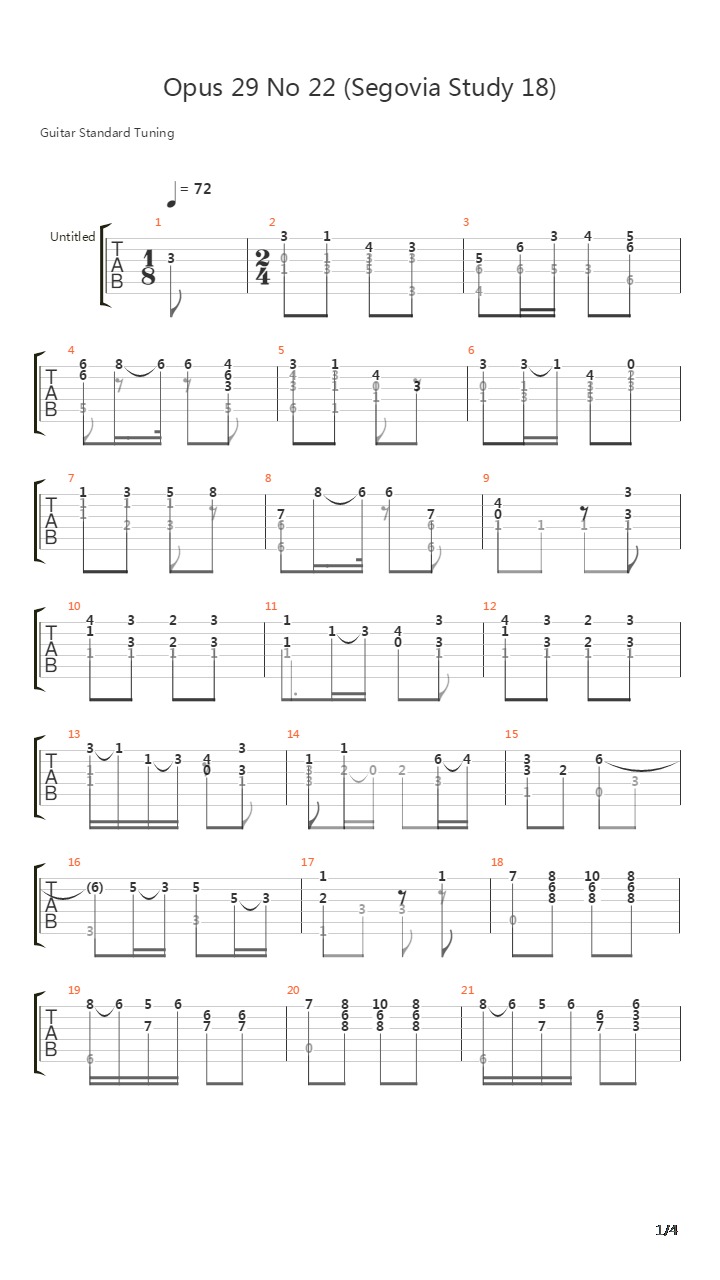 Opus 29 No 22 (Segovia Study 18)吉他谱